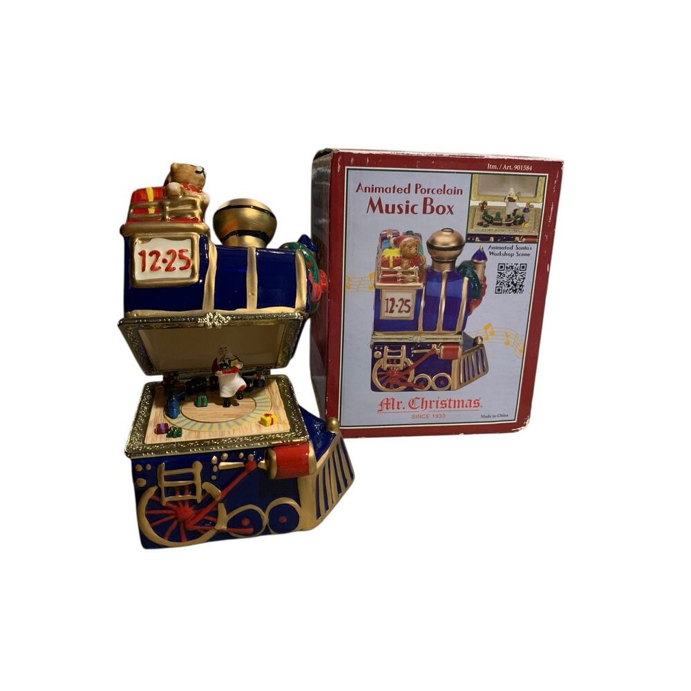 Mr. Christmas Porcelain Train Music Box Animated Christmas Plays DECK THE HALLS